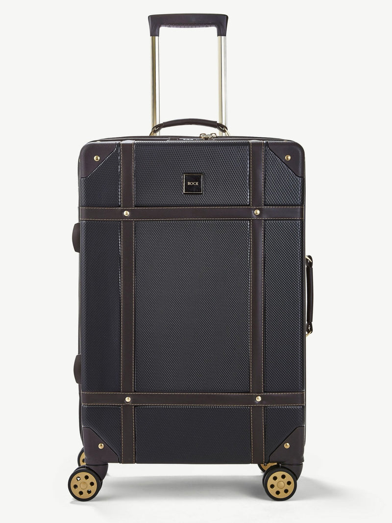 Rock Luggage Black Vintage Medium Suitcase