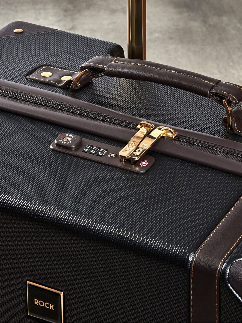 Rock Luggage Black Vintage Medium Suitcase