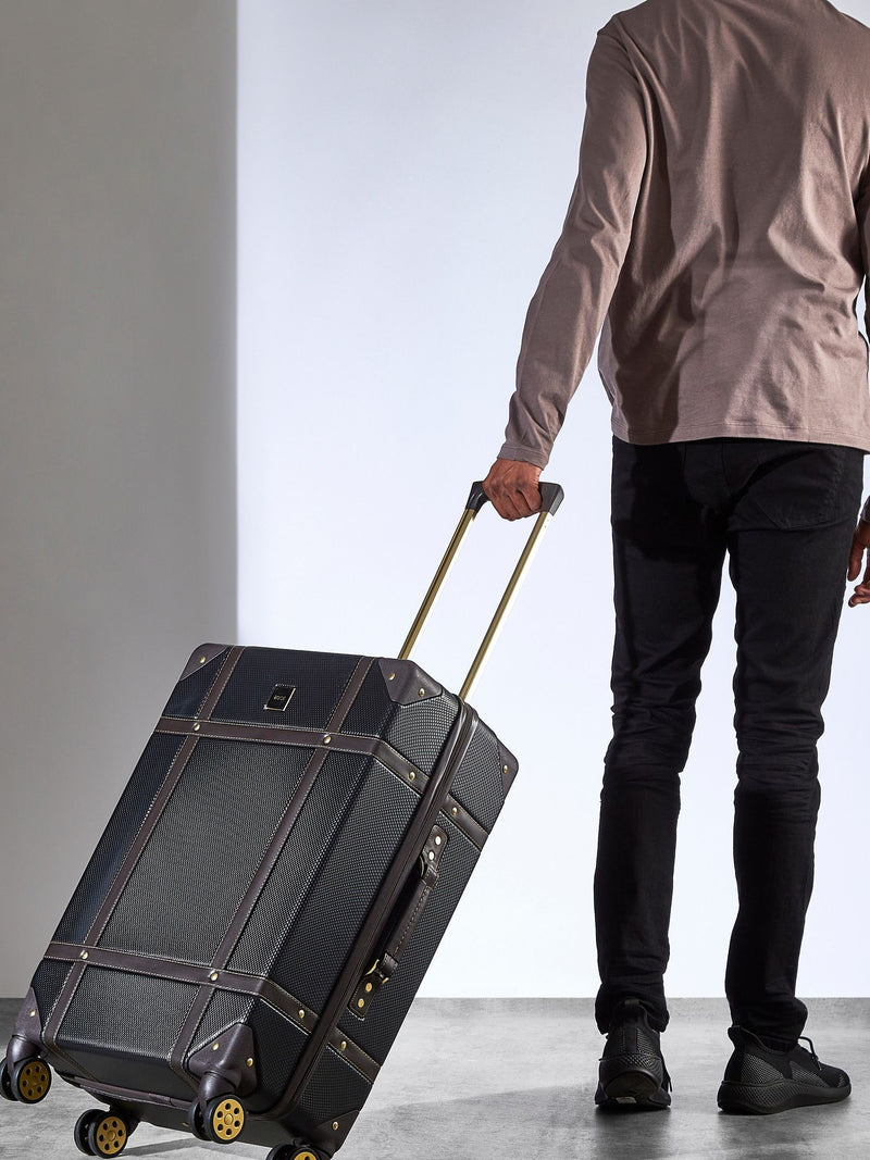 Rock Luggage Black Vintage Medium Suitcase
