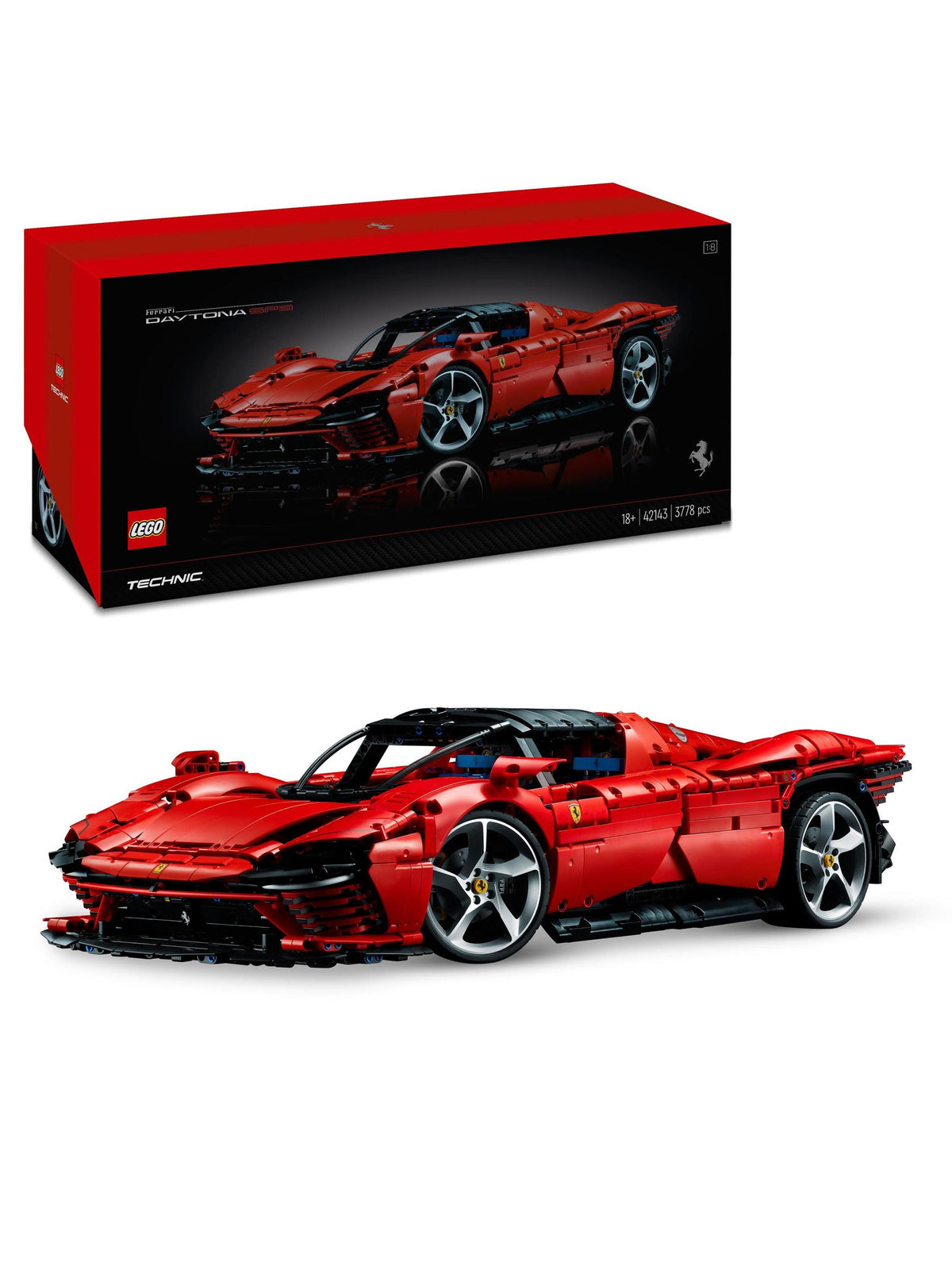 LEGO Technic Ferrari Daytona SP3 model car set 1:8 scale, UK version
