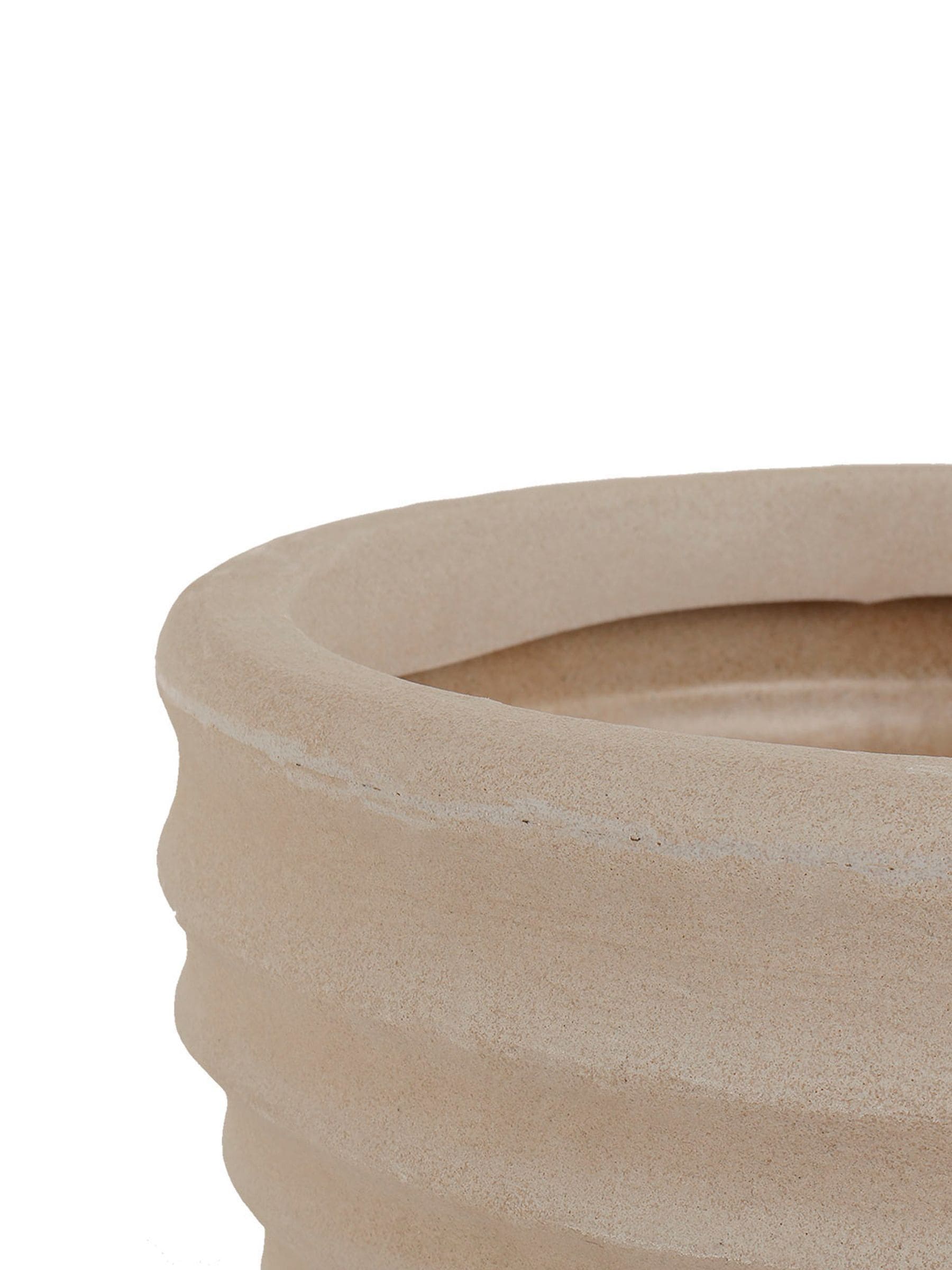 Charles Bentley Moroccan round stone garden planters pair, imported from the UK