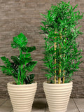 Charles Bentley Moroccan round stone garden planters pair, imported from the UK