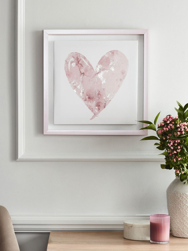 Pink Heart Framed Canvas Wall Art