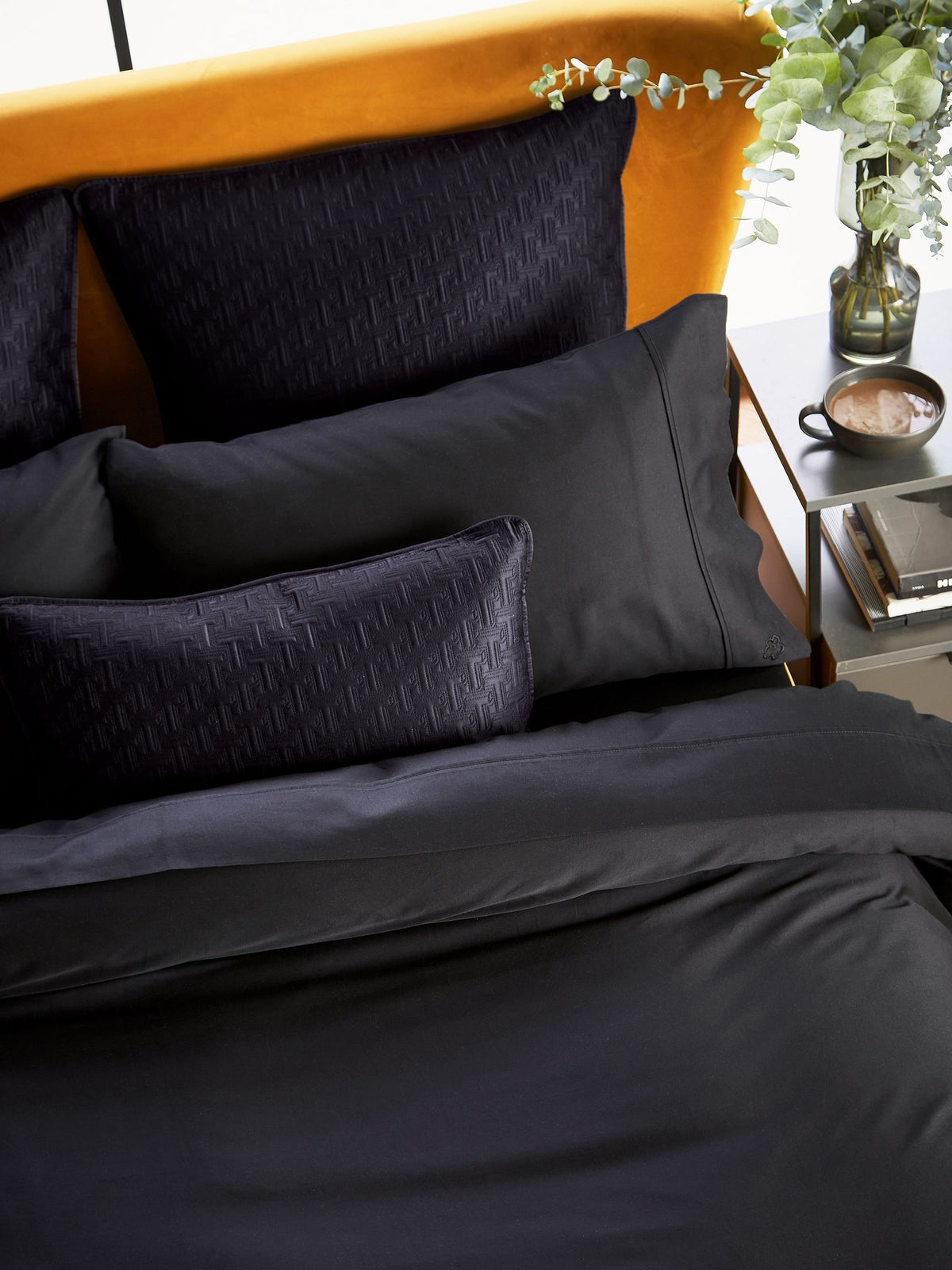 Ted Baker black 250 thread count cotton pillowcase British product