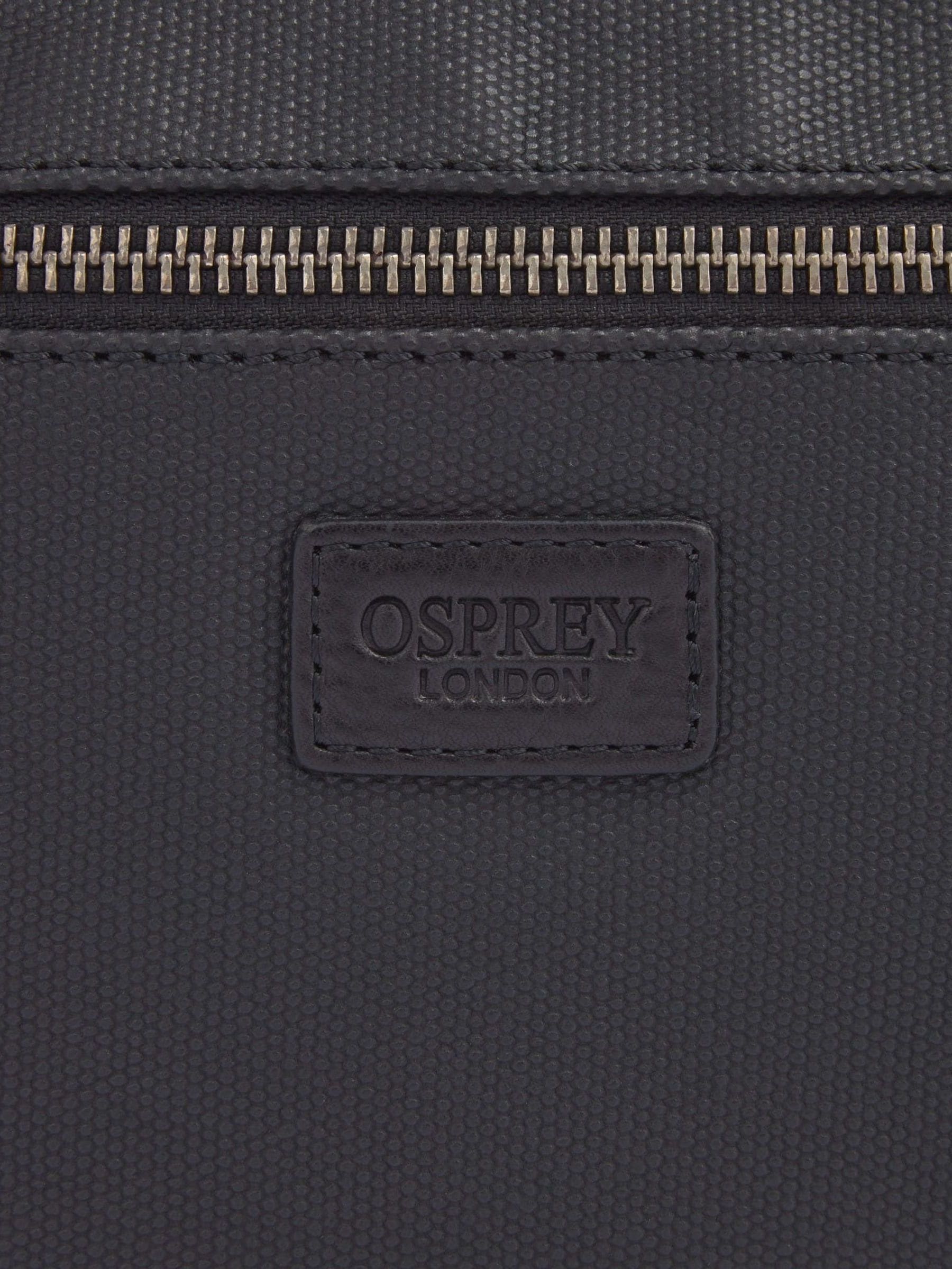 Osprey London Grantham bumbag in black waxed canvas and leather, imported from the UK
