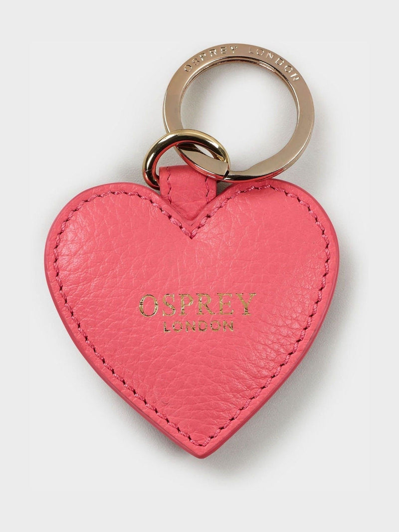 Osprey London guava pink leather heart trinket box and keyring set, UK version