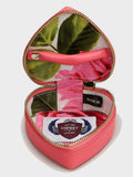 Osprey London guava pink leather heart trinket box and keyring set, UK version