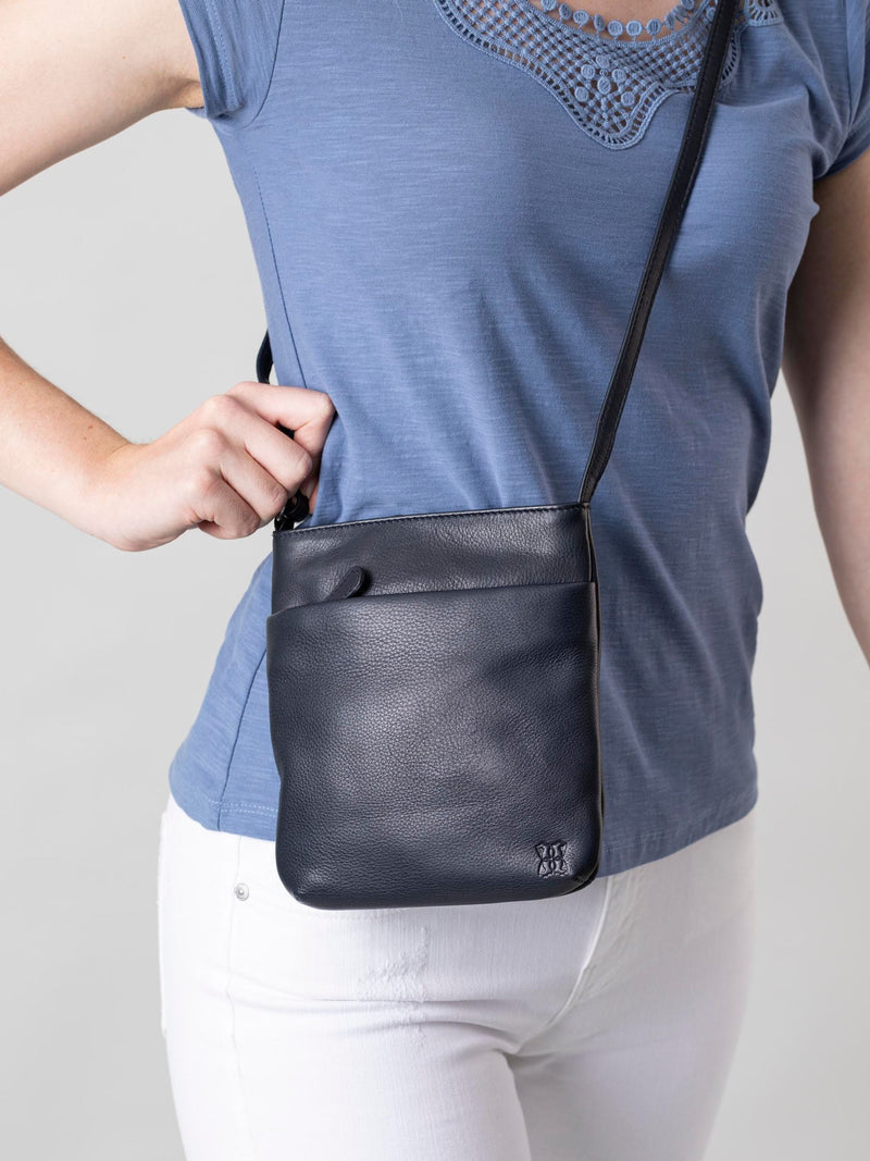 Lakeland Leather women's Navy Lowther cross-body bag (British brand)