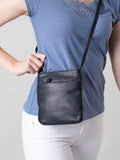 Lakeland Leather women's Navy Lowther cross-body bag (British brand)