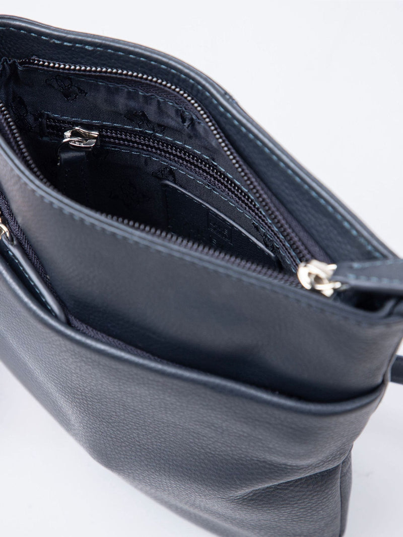 Lakeland Leather women's Navy Lowther cross-body bag (British brand)