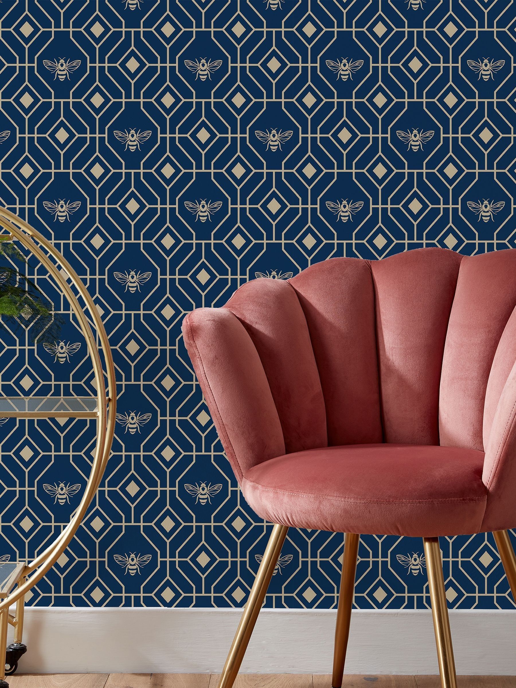 Furn Sark Demoiselle geometric foiled wallpaper, UK version