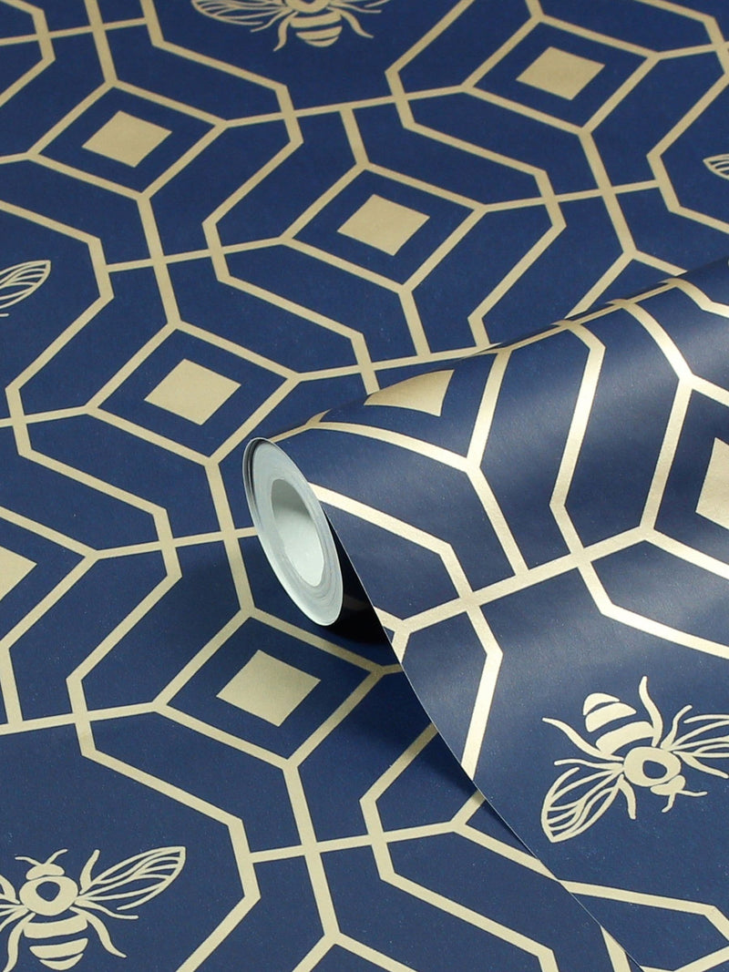 Furn Sark Demoiselle geometric foiled wallpaper, UK version