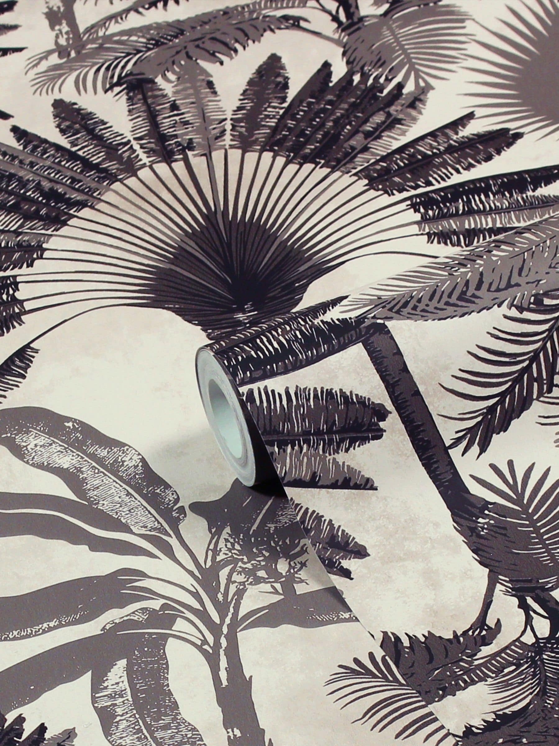 Furn Theia wallpaper blush pink charcoal grey metallic foil - British brand