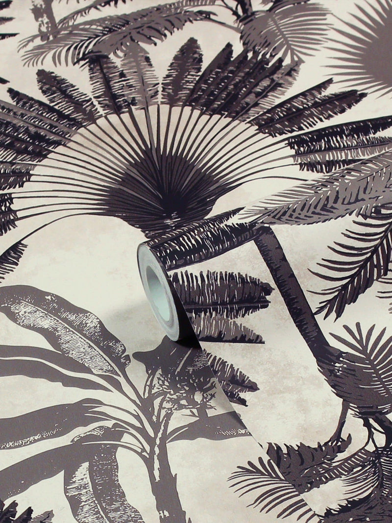 Furn Theia wallpaper blush pink charcoal grey metallic foil - British brand