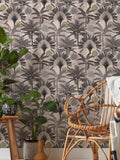 Furn Theia wallpaper blush pink charcoal grey metallic foil - British brand