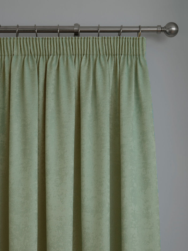 Fusion Green Galaxy Room Darkening Woven Pair of Pencil Pleat Curtains
