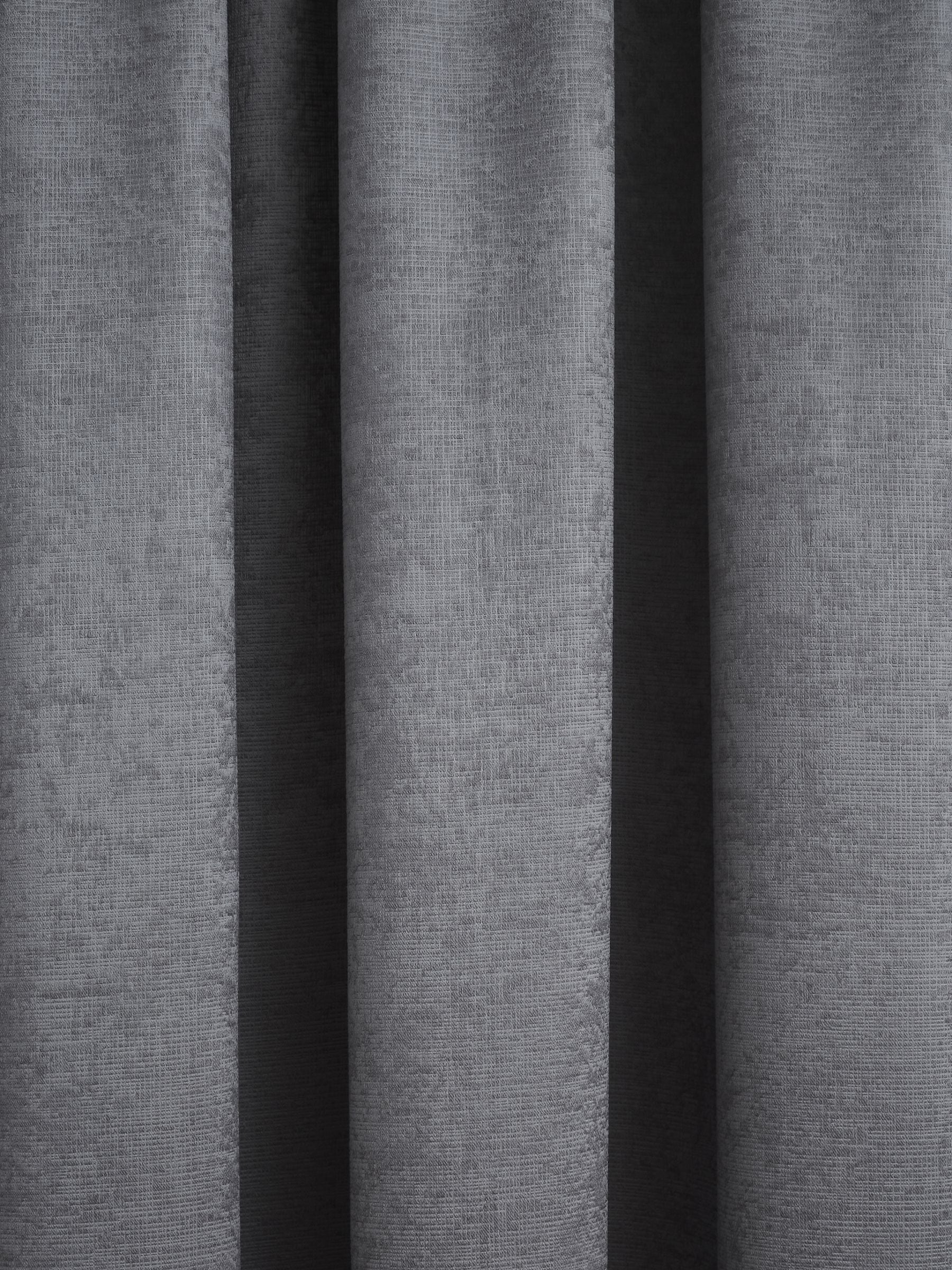 Fusion Charcoal Grey Galaxy room darkening pencil pleat curtains, imported from the UK