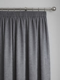 Fusion Charcoal Grey Galaxy room darkening pencil pleat curtains, imported from the UK
