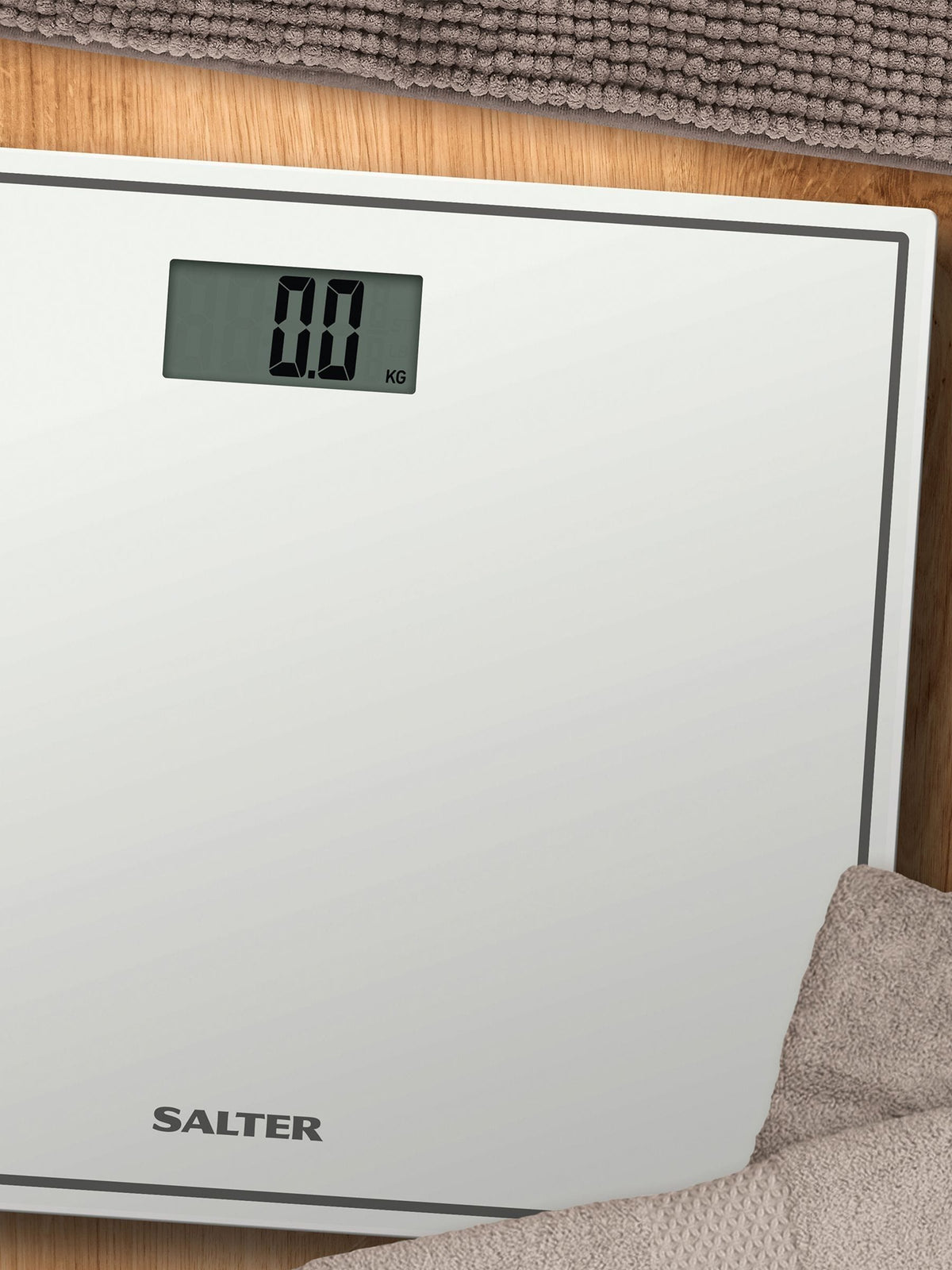 Salter White Compact Glass Electronic Bathroom Scale