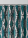 Teal Blue Collection geometric cut velvet made to measure curtains, UK version