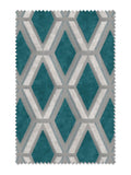 Teal Blue Collection geometric cut velvet made to measure curtains, UK version
