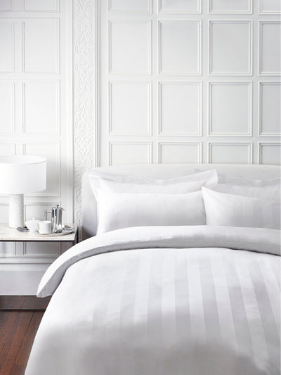 Next Jasper Conran White Satin Stripe 500 Thread Count Cotton Duvet Cover- Buy online at McGrocer