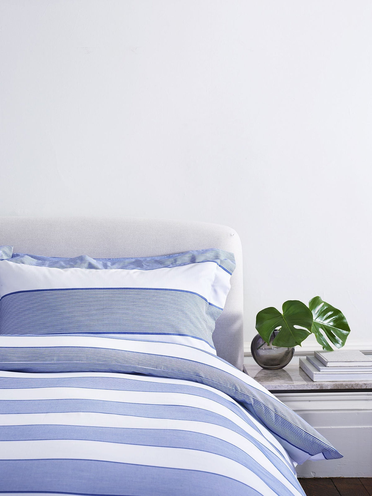 Jasper Conran London blue woven pinstripe double duvet set, UK version