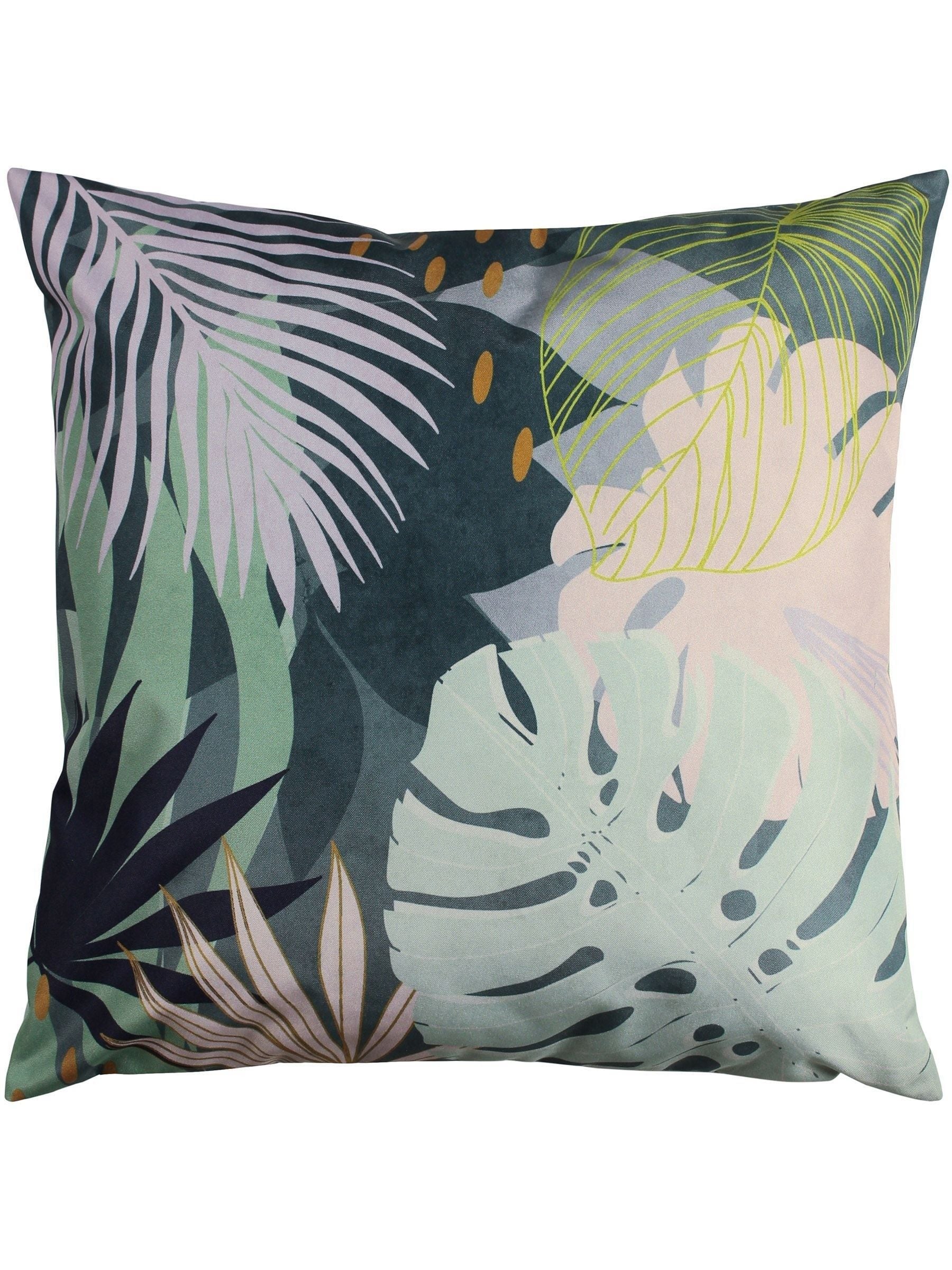 furn. Teal Blue Leafy Outdoor Cushion water resistant 43cm - British product