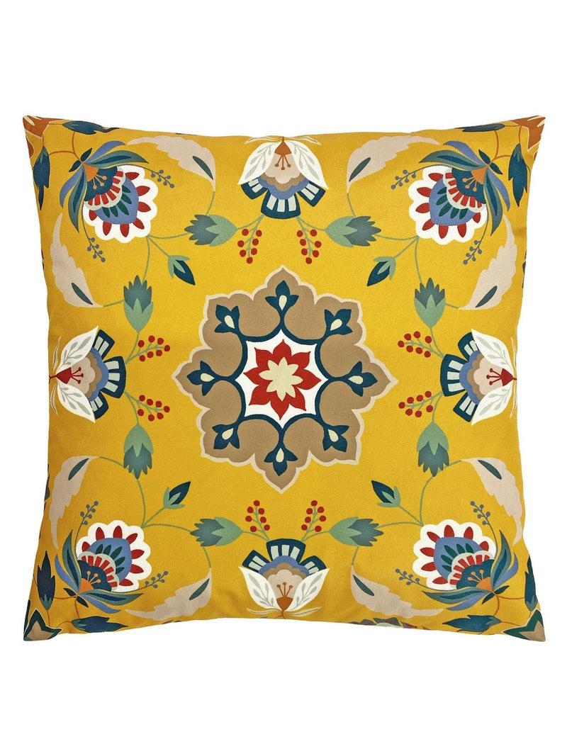 furn. Yellow Folk Flora outdoor cushion 43x43, UK version
