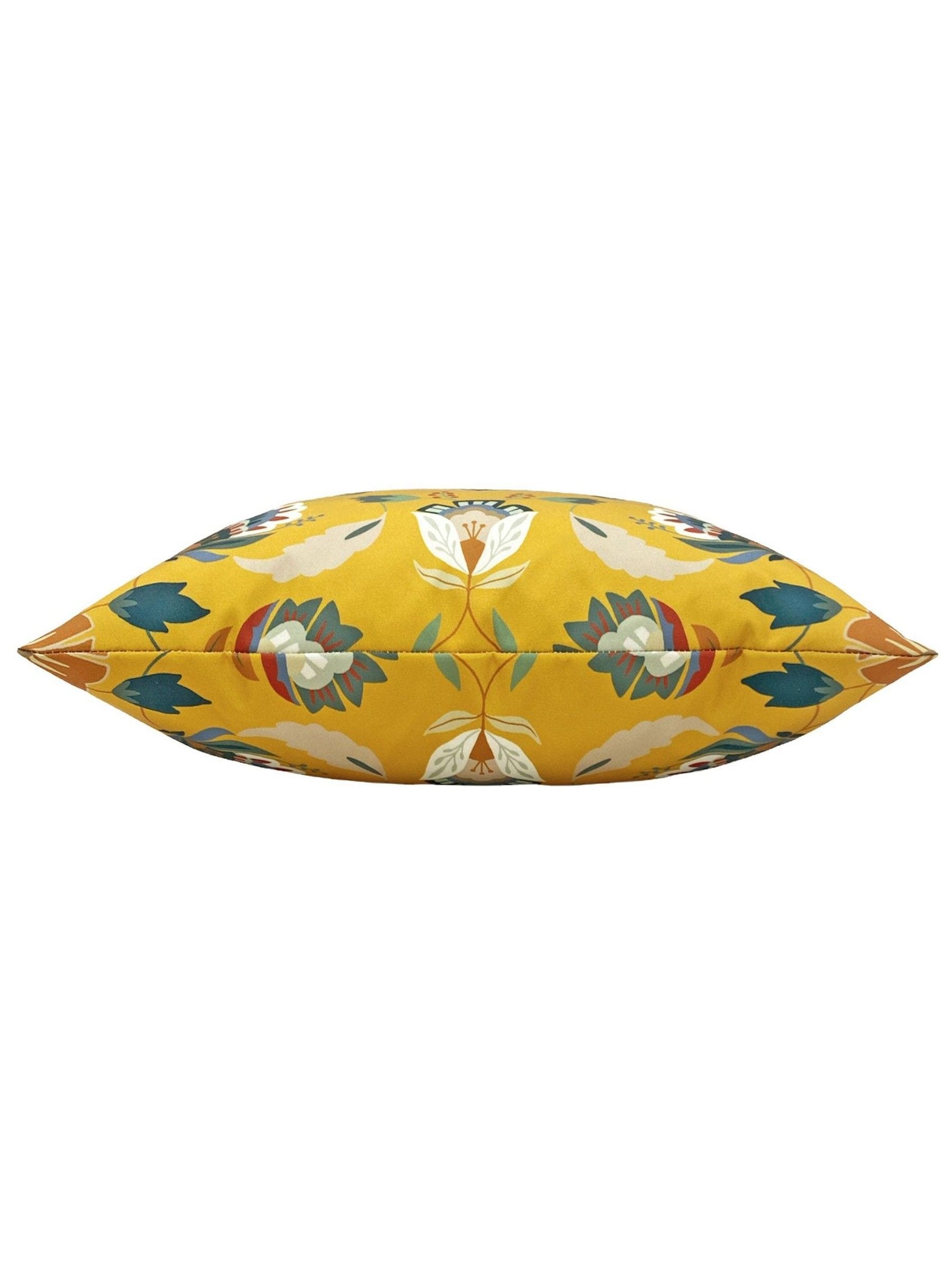 furn. Yellow Folk Flora outdoor cushion 43x43, UK version