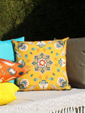 furn. Yellow Folk Flora outdoor cushion 43x43, UK version