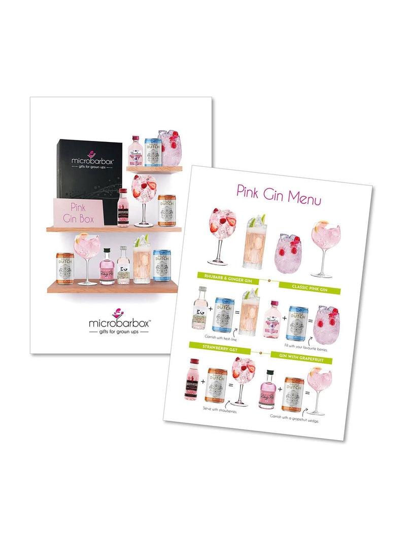 MicroBarBox pink gin gift set with gins and tonics, imported from the UK