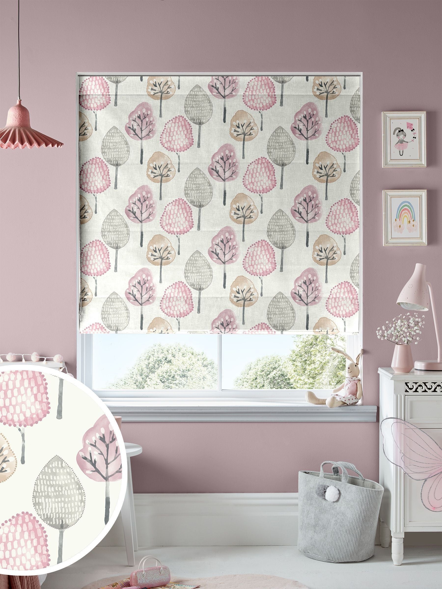 Blush Pink Trees roman blind, made to measure - British product