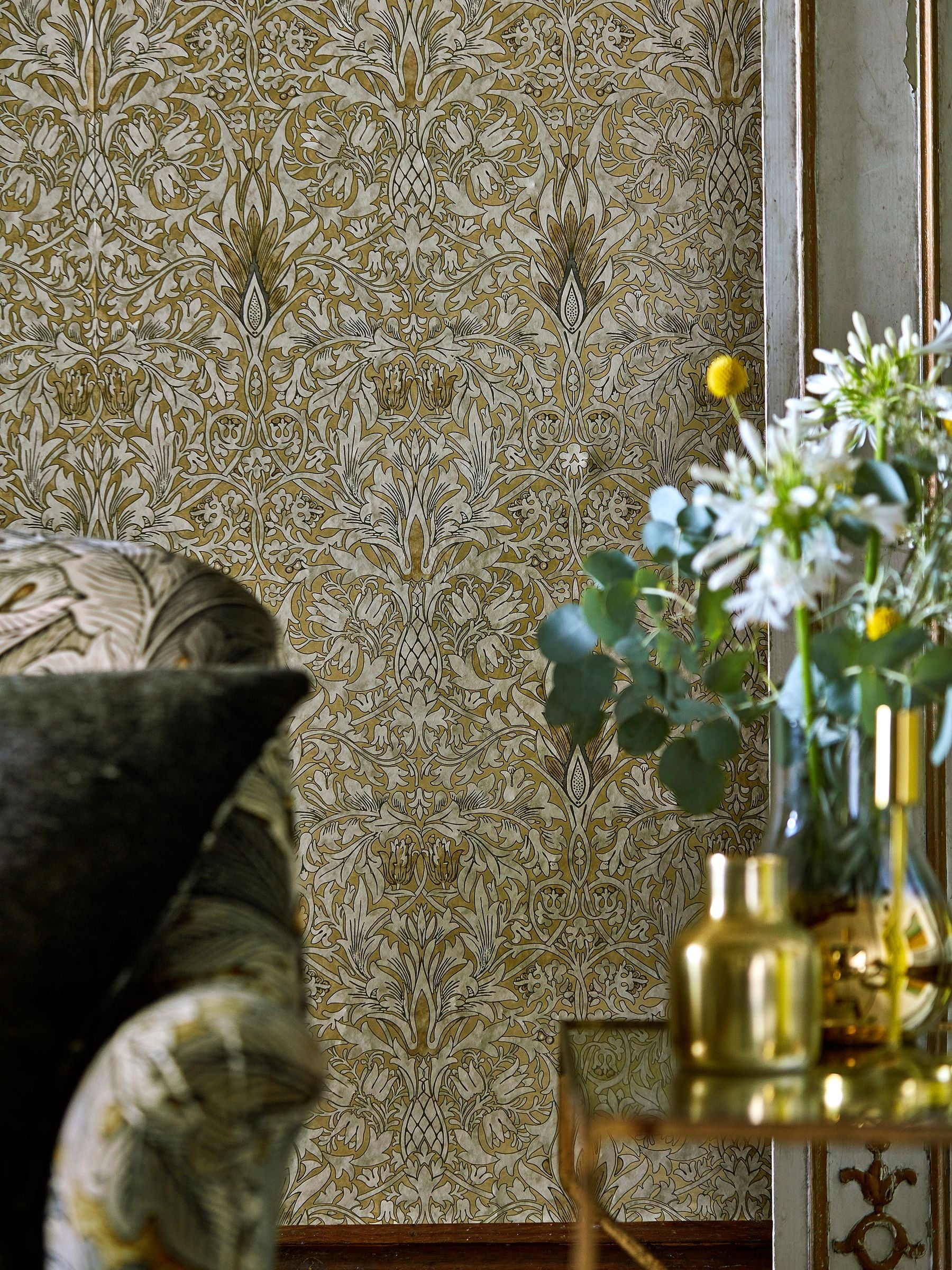 Morris & Co. wallpaper Blue Snakeshead design, imported from the UK