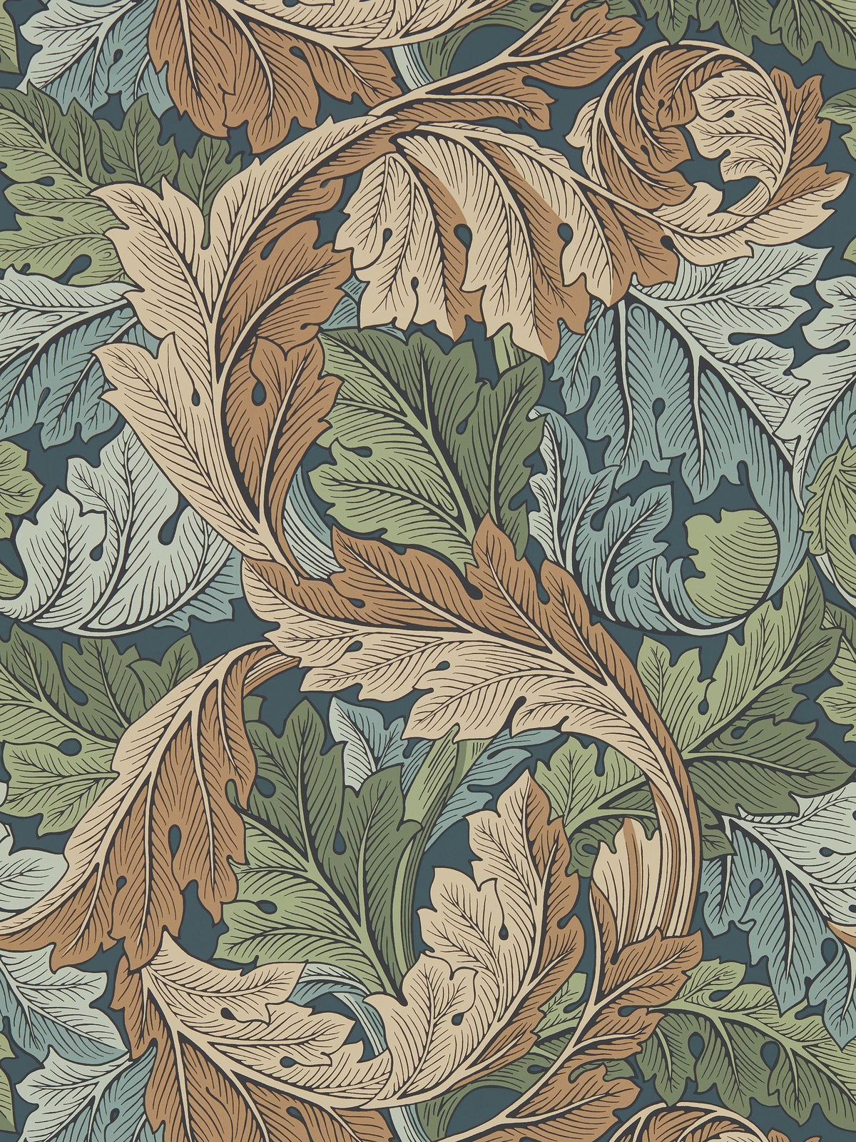 Morris & Co Blue Acanthus wallpaper roll, UK version