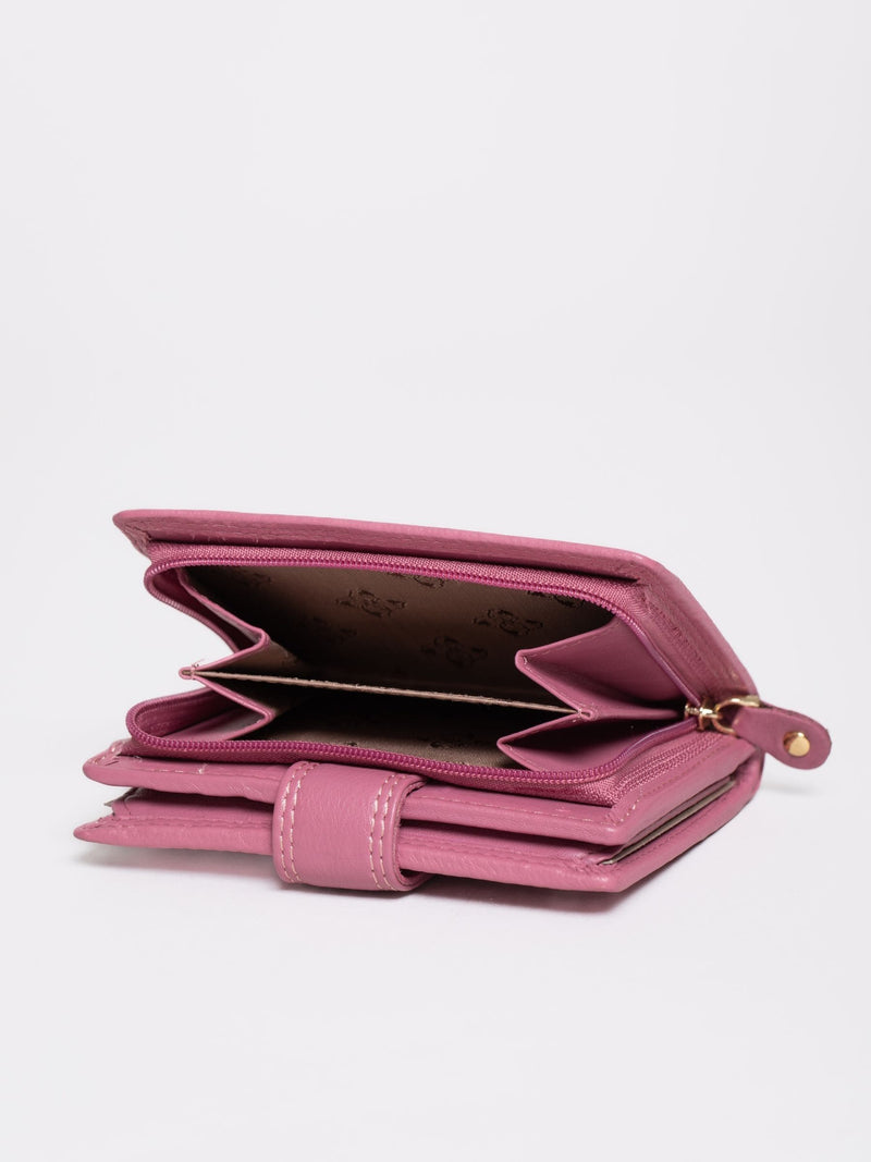 Lakeland Leather mauve pink small tab purse - British product