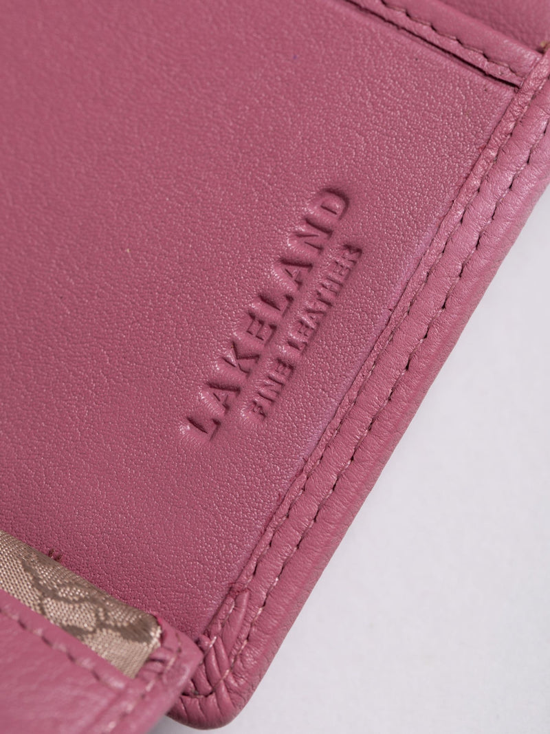 Lakeland Leather mauve pink small tab purse - British product