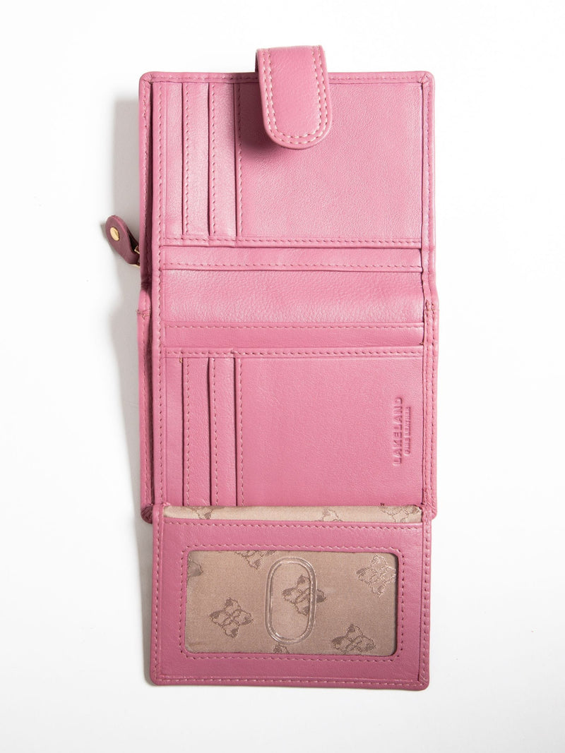 Lakeland Leather mauve pink small tab purse - British product