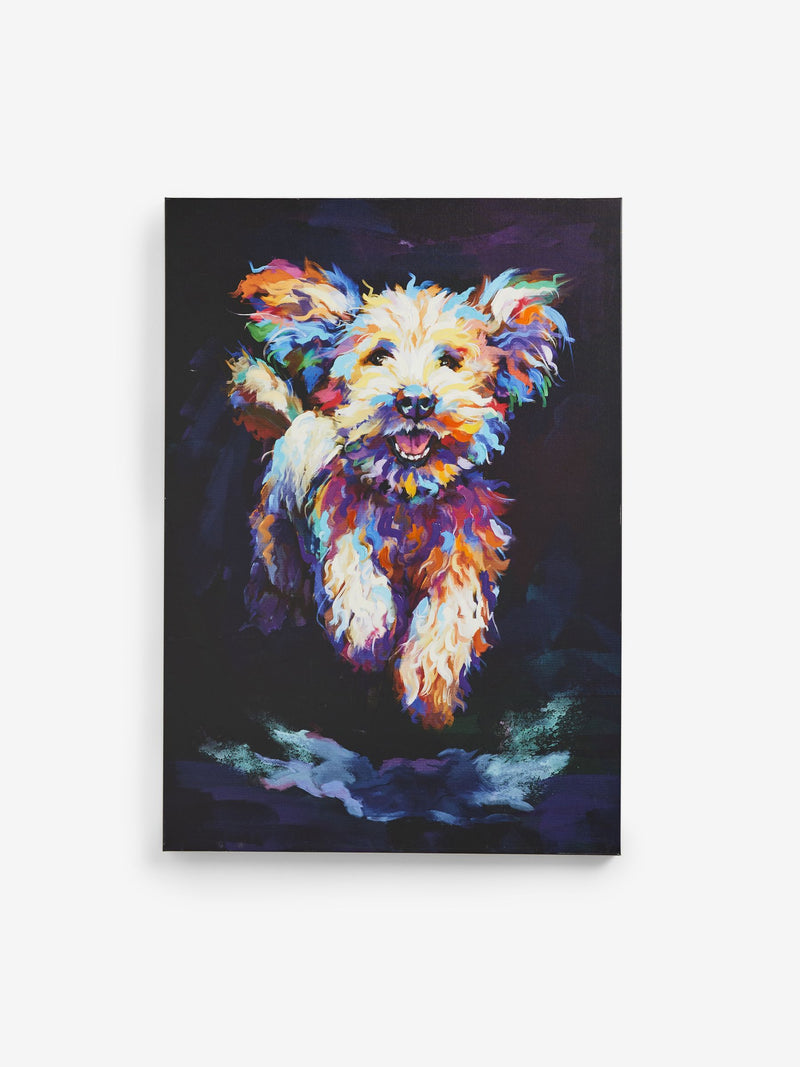 Navy Small Charlie Cockapoo dog canvas wall art, imported from the UK