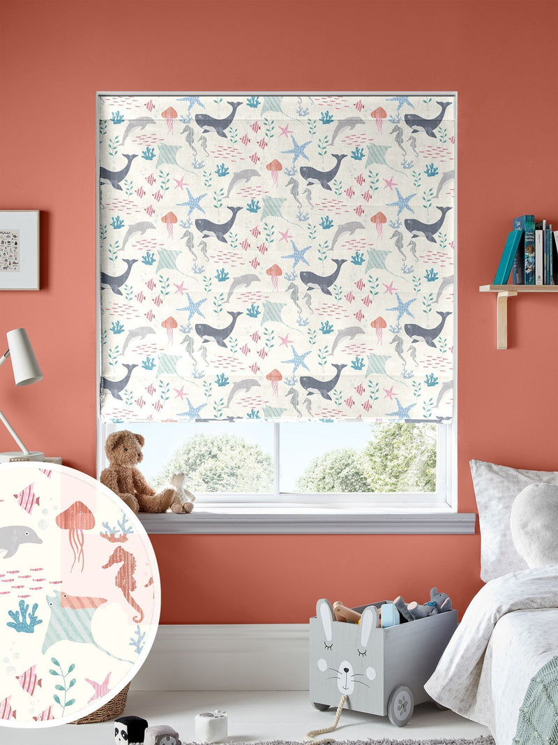 Sea Life roman blind made to measure 100% cotton, imported from the UK