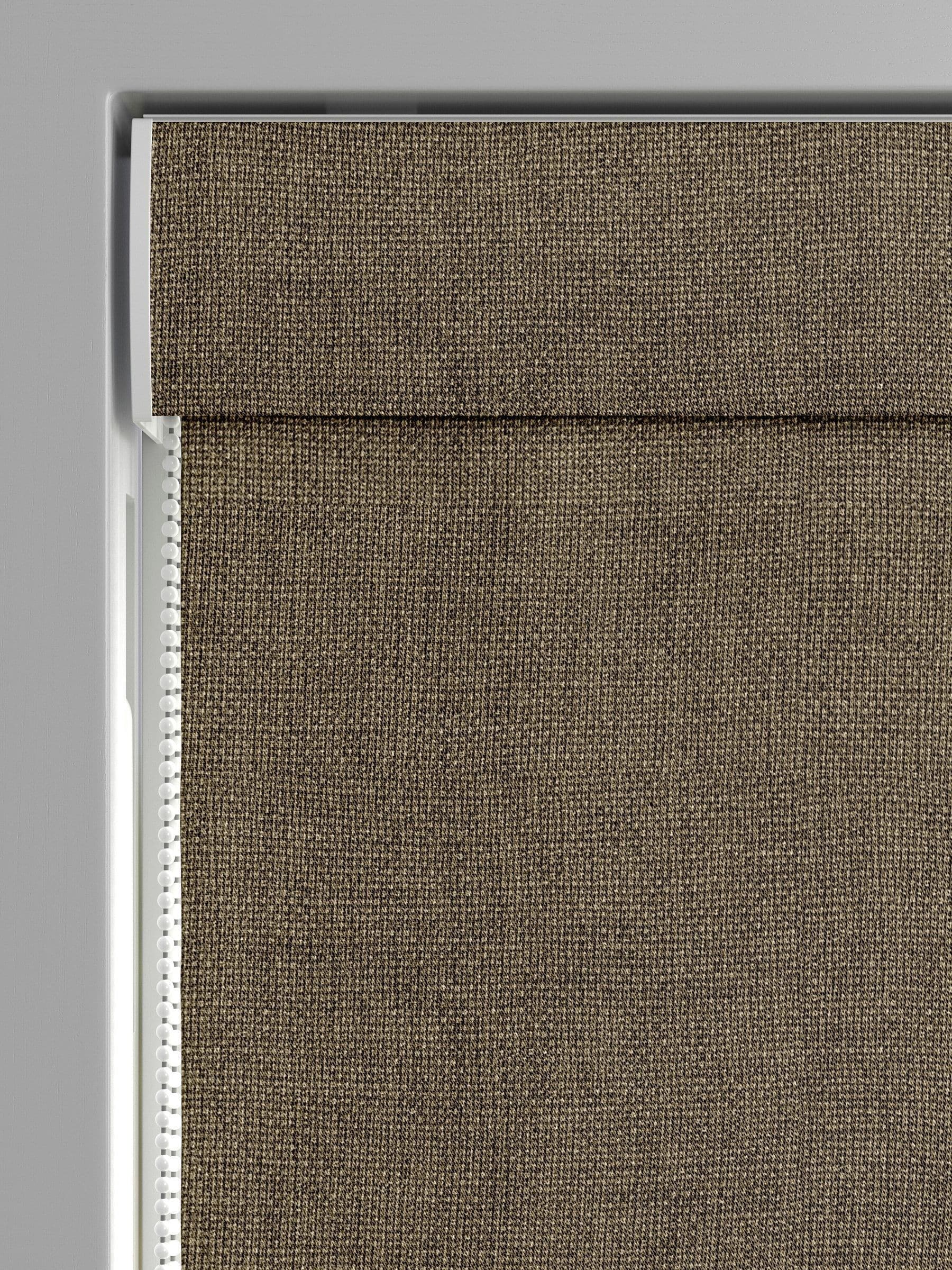 Hessian brown roman blind made to measure textured woven - British product