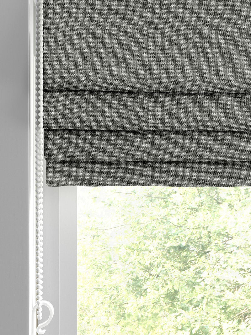 Light grey roman blind with textured pattern - British product