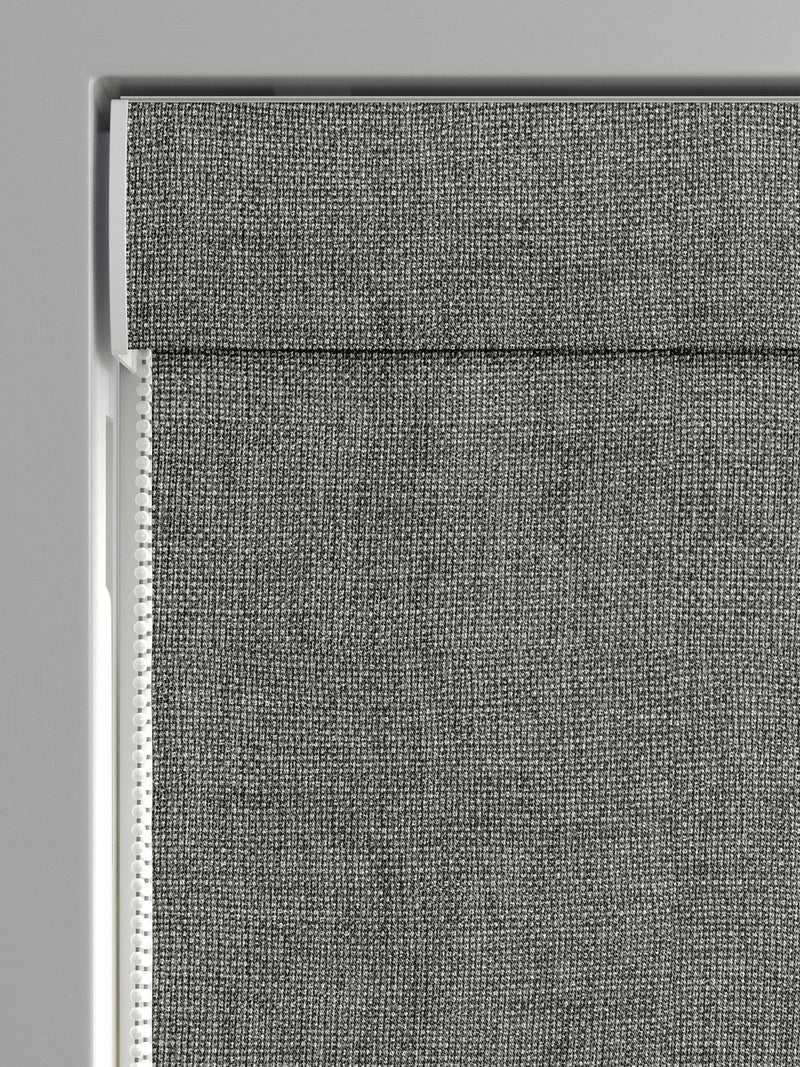 Light grey roman blind with textured pattern - British product