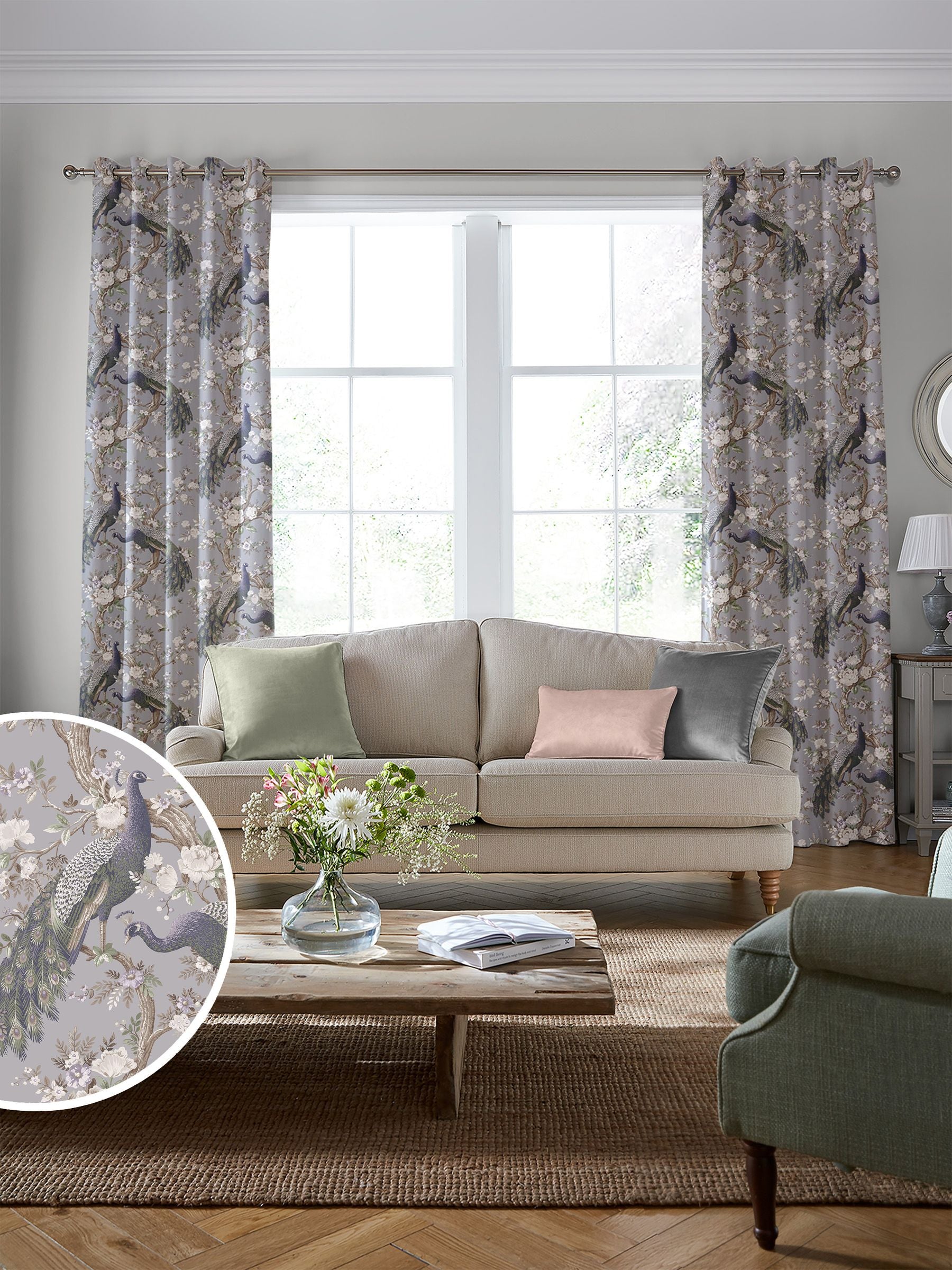 Laura Ashley purple Belvedere velvet fabric by the metre (British brand)