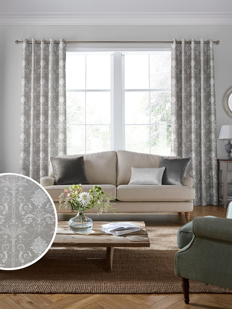 Laura Ashley steel grey Josette woven fabric by the metre, imported from the UK