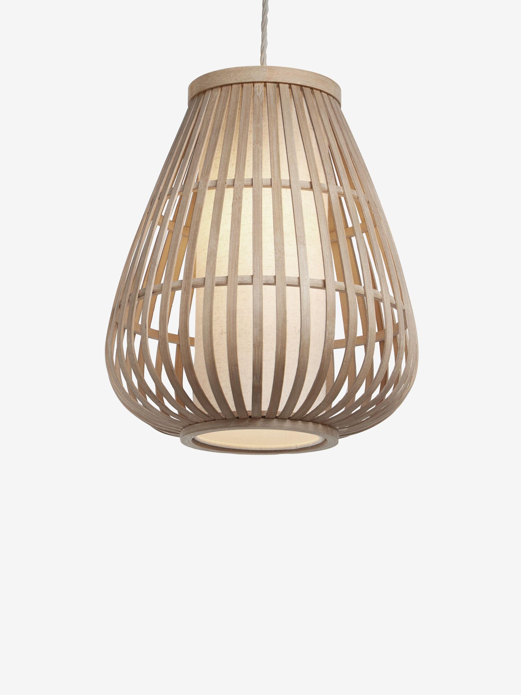 Kita easy fit pendant lamp shade natural wood, UK version