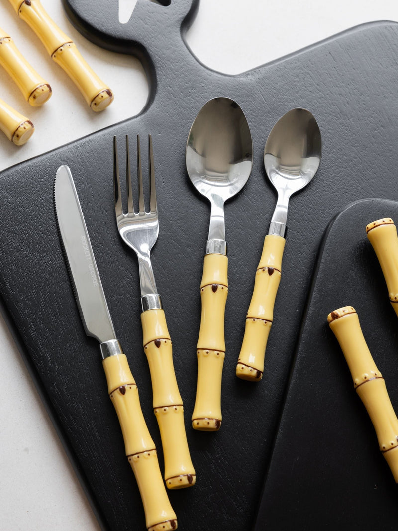 Rockett St George bamboo effect 16 piece cutlery set, imported from the UK