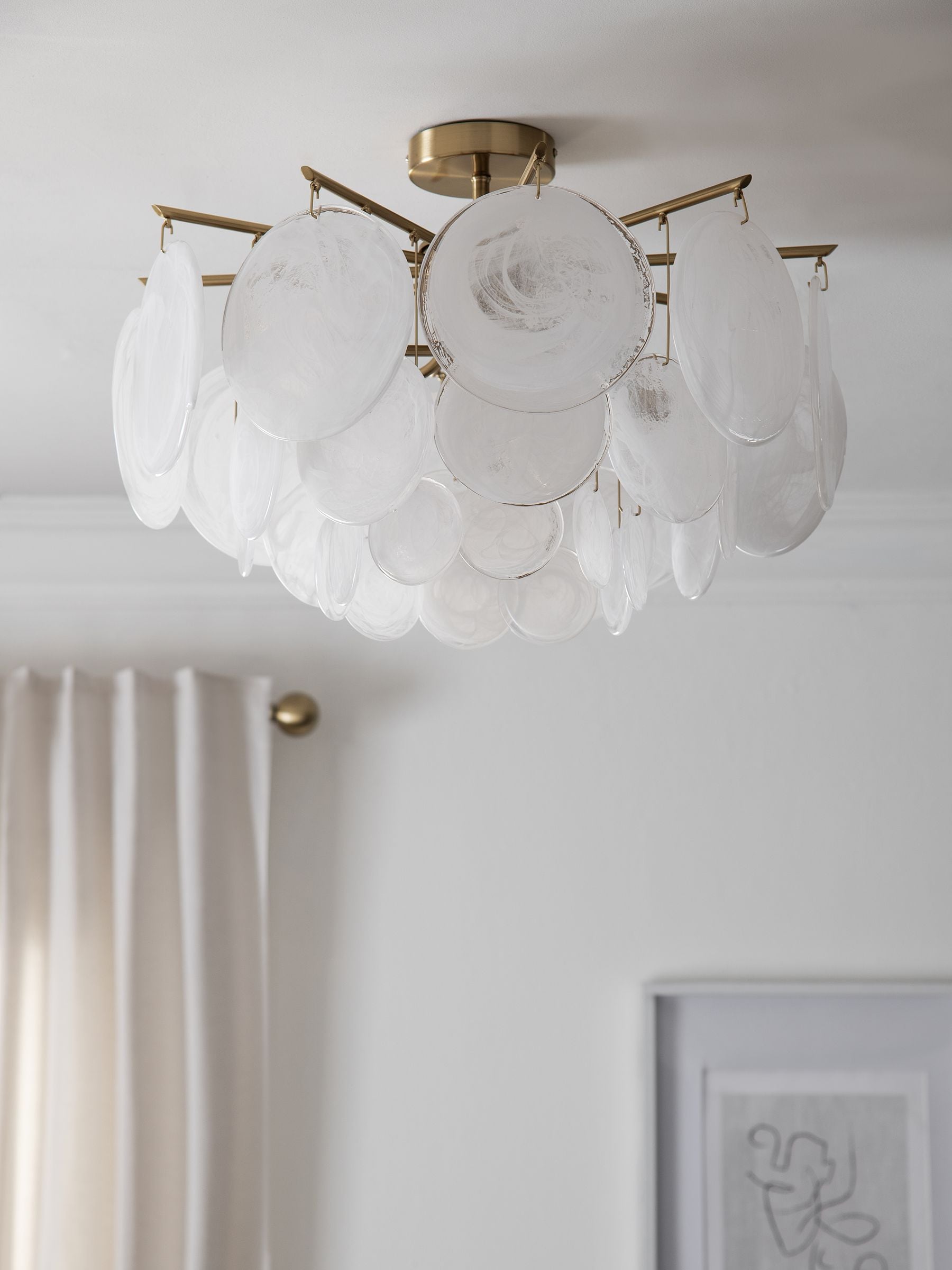 Brass Claremont flush ceiling light, imported from the UK