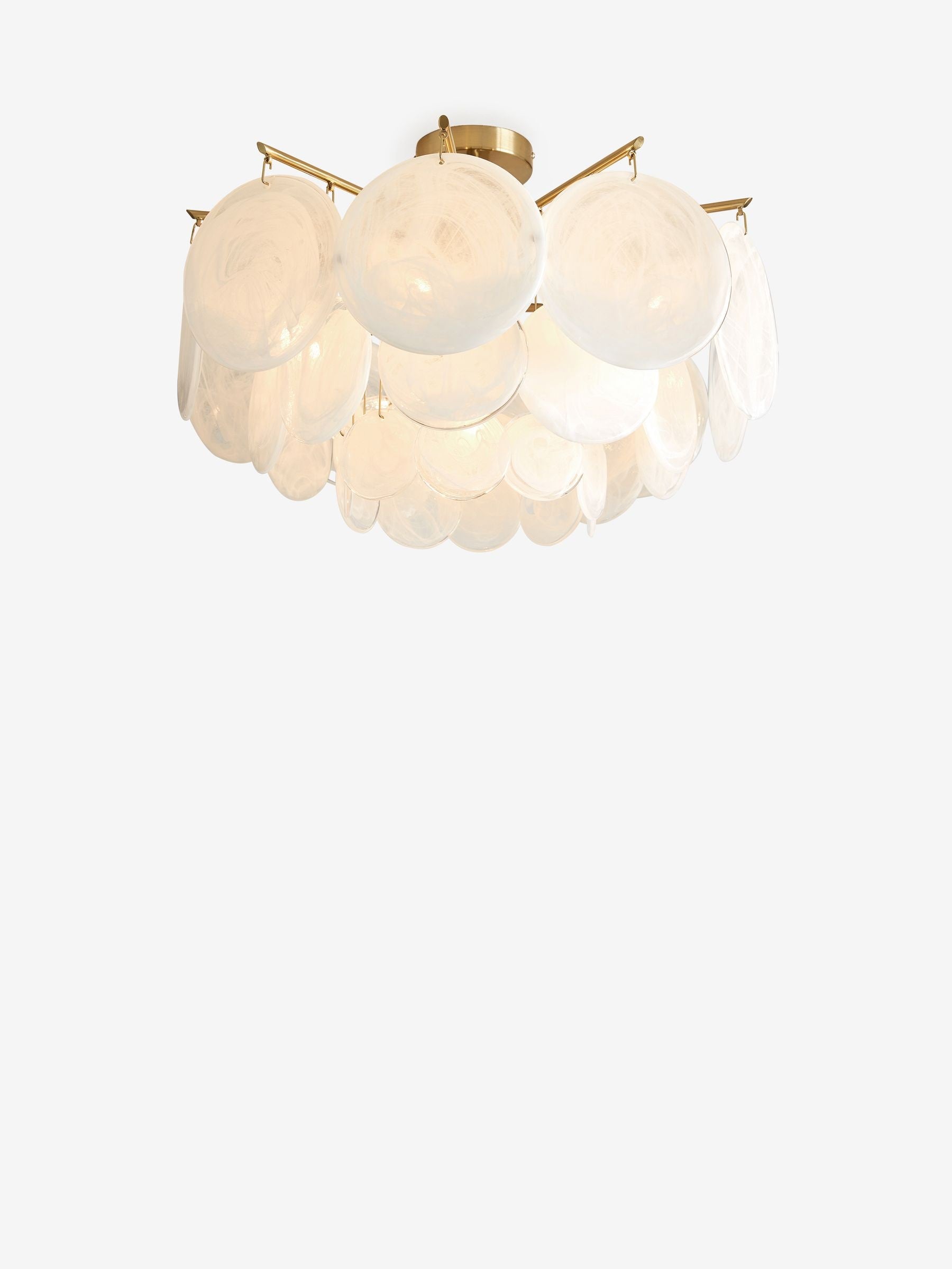 Brass Claremont flush ceiling light, imported from the UK