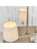 Gallery Home Gold Alma 3 bulb ceiling pendant with antique brass and silk shades, imported from the UK